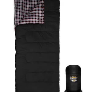 RhinoKraft Cotton Flannel All Season Sleeping Bag for Travelling and Camping ! Free Compression Sack RKCOLEBLK
