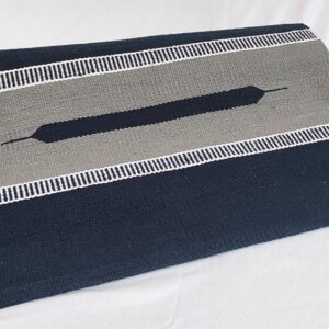 COTTON YOGA MAT - Blue with Grey border